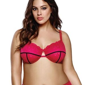 Ashley Graham Pink Lace Bra Women’s 36G VEUC